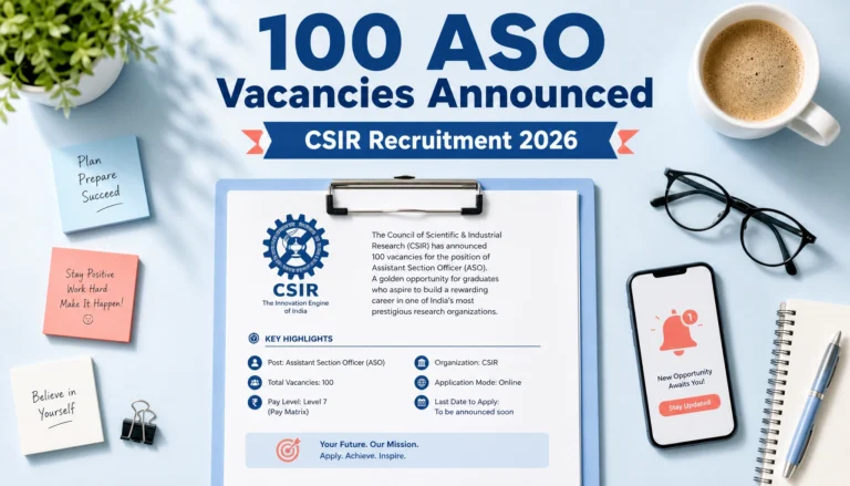 CSIR Opens 100 Assistant Section Officer Posts for 2024 Civil Services Aspirants; Apply by July 13, 2026